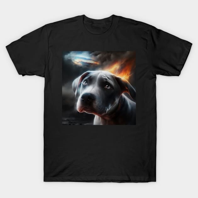 Scared Pit Bull Puppy T-Shirt by Enchanted Reverie